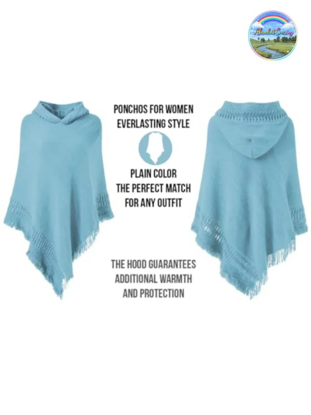 Hooded Knit Poncho Cape with Fringe Witchy Boho